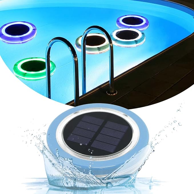 Solar Floating Pool Lights - 4 Single Color Outdoor Decorations, Waterproof LED Lights for Patio, Garden and Pool (Blue, 1-Pack)