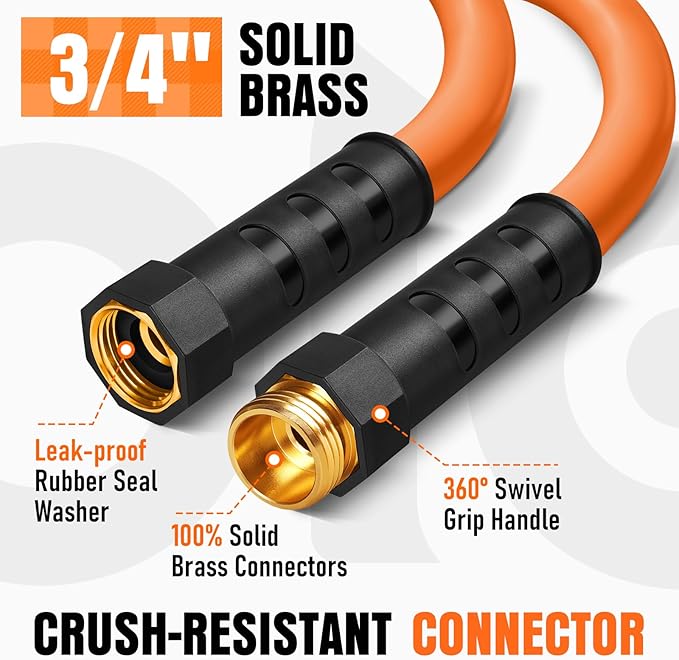 Garden Hose 35 ft x 5/8", NON-EXPANDING Flexible Water Hose, Kink Resistant Lightweight Hybrid Hose, Leakproof Yard Hose with Male to Female Fittings