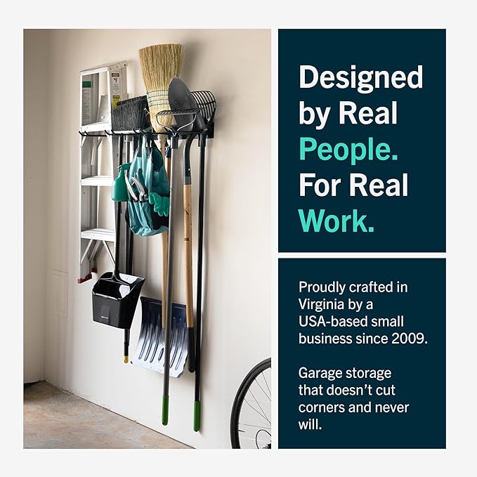 StoreYourBoard 72" Garage Tool Organizer Wall Mount | Garden Tool Organizer System | Heavy Duty Garden Tool Storage Rack for Yard Tools Rakes Shovels 500lbs Garage Organization | 8 PVC Coated Hooks
