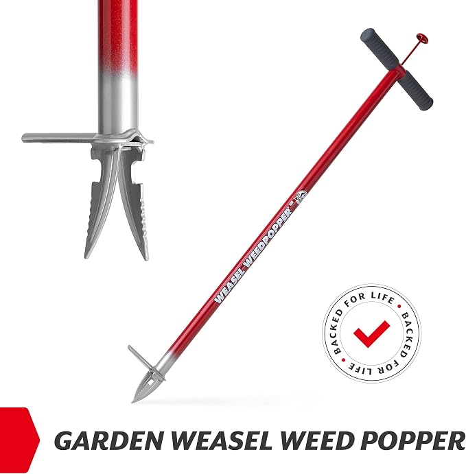GARDEN WEASEL WeedPopper Step & Twist – Black Ergonomic Grip | Stand Up Weed Puller Tool for Dandelion, Crabgrass & Root Removal | Heavy Duty Lawn & Garden Weeder | 95206-A