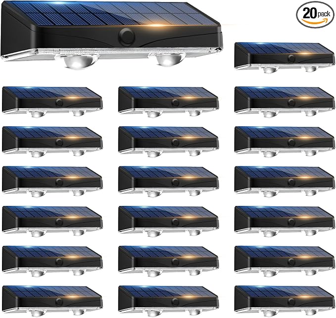 kolpop 20 Pack Solar Fence Lights Outdoor,11 Modes & 9 Colors Fence Lights Solar Powered,IP65 Waterproof, 60LM LED Solar Lights for Patio,Backyard,Outside,Railing,Wall,Nighttime,Party