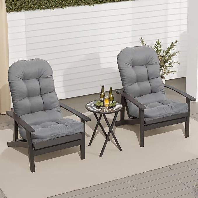 Adirondack Chair Cushion Set of 2 Thick Indoor/Outdoor Rocking Chair Cushion with Elastic PP Cotton Water-Resistant Patio Furniture Cushions High Back Seat Pads for Porch Yard Lawn Chairs 44x19x4