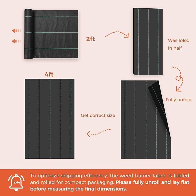 Heavy Duty Weed Barrier Fabric 4FT x 300FT, 3.2OZ Woven Landscape Fabric, High Permeability Weed Control Garden Cloth, Geotextile Fabric Under Gravel for Driveway, Garden & Landscaping