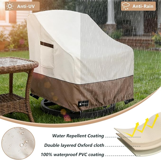 Patio Chair Covers Waterproof Outdoor Furniture Cover, All-Weather Protection Outdoor Lawn Patio Furniture Covers 4 Pack for 32" W x 35" D x 32" H, Beige ﻿