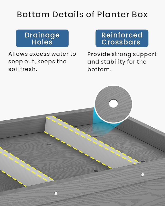 HDPE Raised Garden Bed with Legs, Outdoor All-Weather Elevated Planter Box Raised Beds for Seeds, Herb, Flower, Vegetable (Grey)