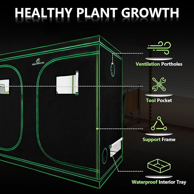 GA Grow Tent 96"x48"x80" Reflective Mylar Hydroponic Grow Tent with Observation Window and Waterproof Floor Tray for Indoor Plant Growing (96x48x80)