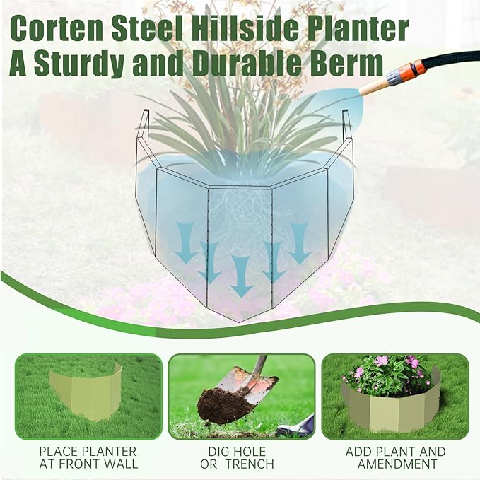 Decoroca Hillside Planter for Slope - Innovative & Durable Terrace-Style Planters for Slope Gardening - Prevent Soil Erosion, Beautify Hillsides & Landscapes (40" W x 14" H/Set of 2)