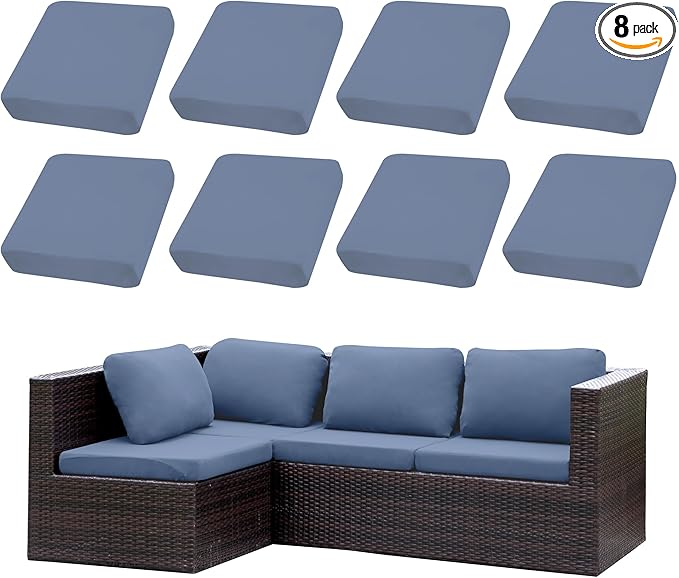 Outdoor Cushion Covers Set,8PCS Patio Furniture Couch Seat Slipcovers, Replacement for Sofa Sectional Chair(Cover，Only)