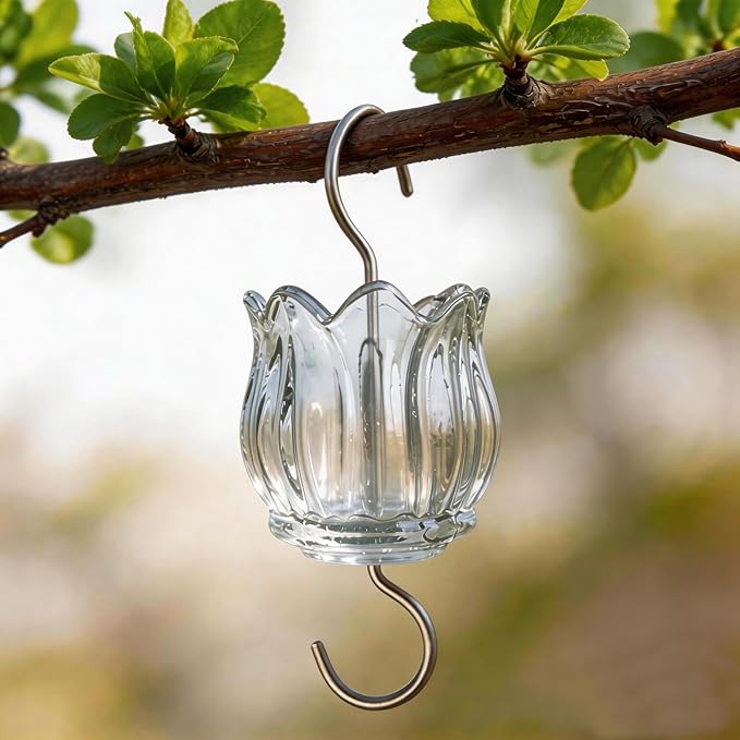 Glass Ant Moat for Hummingbird Feeder - 3 OZ Clear Tulip Insect Guard with Large Capacity