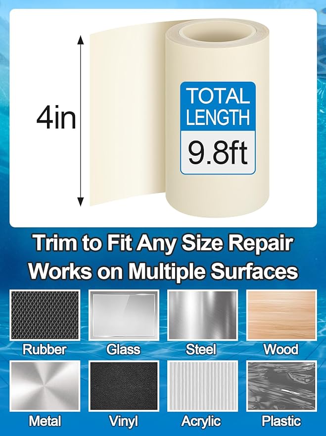 Aulock High-Viscosity Clear TPU Pool Patch Repair Kit - Underwater Patching, Self-Adhesive Pool Liner Patch for In-ground & Above Ground Pools, Inflatable Hot Tubs & Floats, 4in W x 9.8ft L