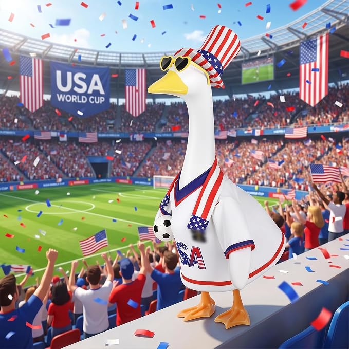 Porch Goose Outfits Clothes for World Cup Decorations, 4th of July Decorations, Patriotic Decor Outdoor, USA Soccer Fan Gifts, 250 Anniversary USA Merchandise 23 inch Porch Goose Costume for Patio