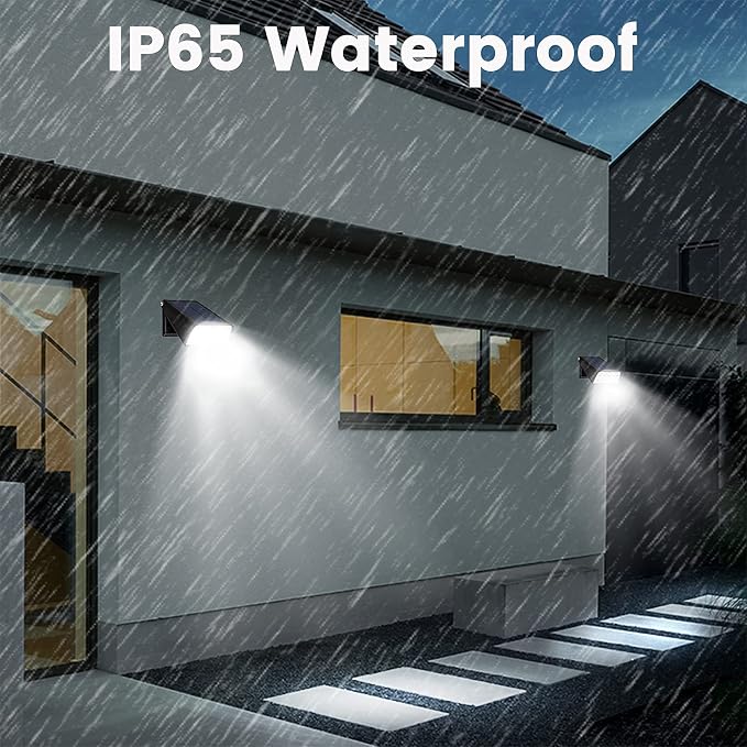 Patio Wall Light Solar Powered, Dusk-to-Dawn Deck Lights, 2-Mode 90° Rotatable, Outdoor Security Lights Waterproof, Solar Spotlight for Porch, Garage, Fence, 2-Pack