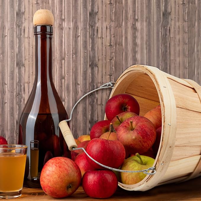 Marsui 10 Pcs Round Wooden Berry Baskets Small Bushel with Handles for Gifts Empty Basket Fruit Buckets for Picking Strawberry Fruits Flowers Crafts Home Wedding (Natural Wood)