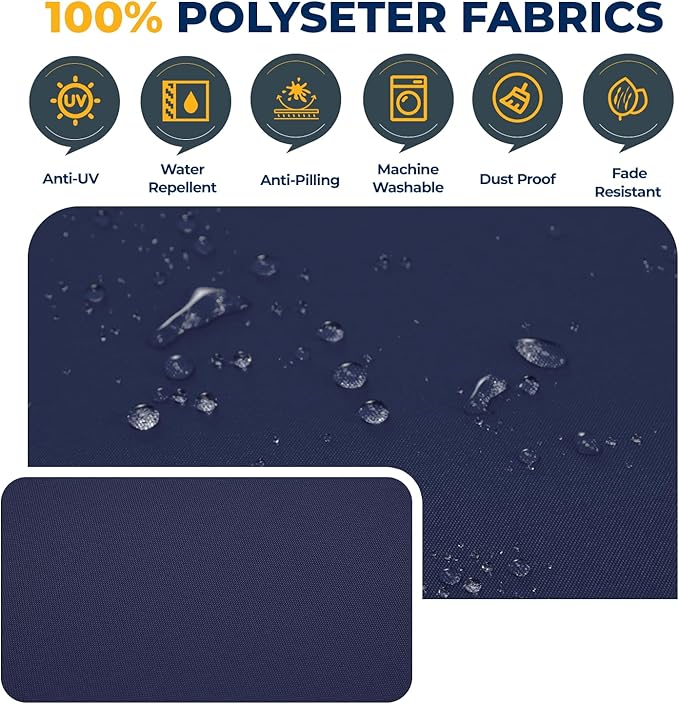 HOMREST 14-Piece Outdoor Cushion Covers Set for Patio Furniture, Reversible Double-Sided Sofa Slipcovers with Zipper, Water-Repellent Replacement Covers Only (Navy, 25.6×25.6×3.9in)