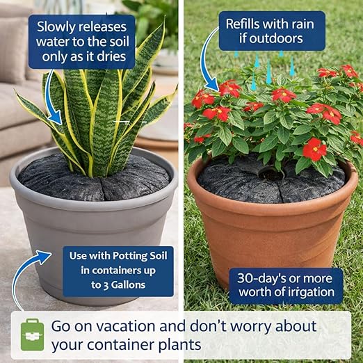 SteadySpring® Smart 30+Day Watering Mat for 10 in to 12 in Containers for Houseplants, Annuals, Herbs, Trees, Tomatoes - Self-Filling, Lasts 30+ Days, Automatic Irrigation Mat (2-Pack)