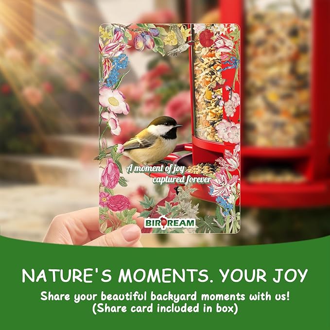 Birdream 2 Pack Bird Feeders for Outdoor Hanging, Assembly Required, 1-Min Easy Setup, Charming Castle Design, Attracting Cardinals Chickadees Goldfinches & Sparrows - Red