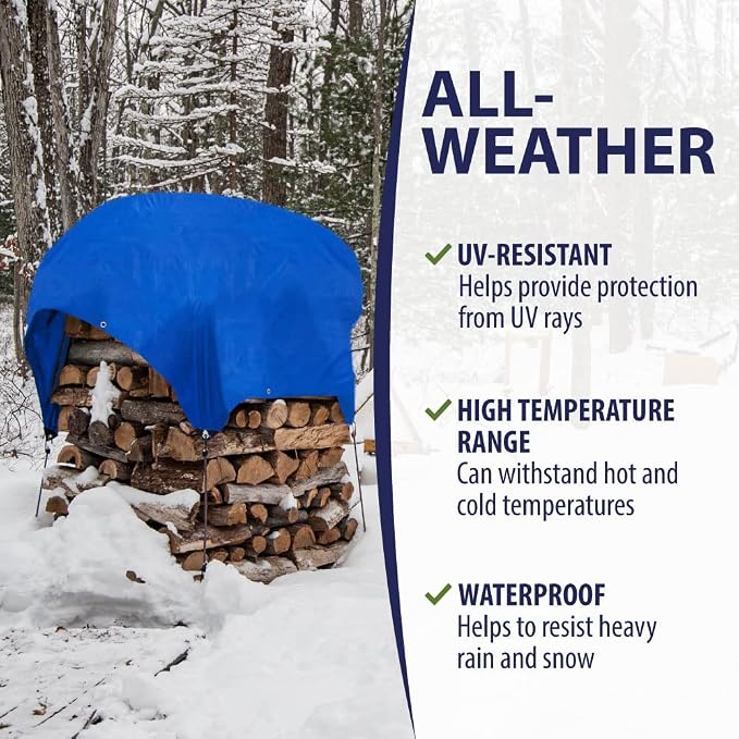 RUGGED RHINO Kneeling Pad and All-Weather Protection Tarp, Kneeling Pad Resists Water in Gray Color, Tarp is Multipurpose High Durability 6’ x 8’ in Blue Color, 2 Item Bundle