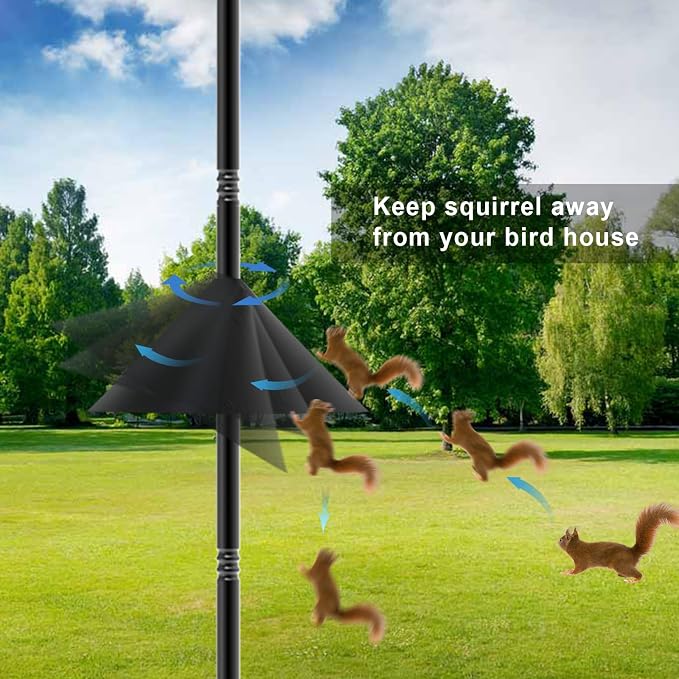 Bird Feeder Pole 118 Inch Outdoor Bird House Mount Kit | Easy bolt assembly without extra hardware,Squirrel Proof Baffle,Heavy duty sturdy metal structure