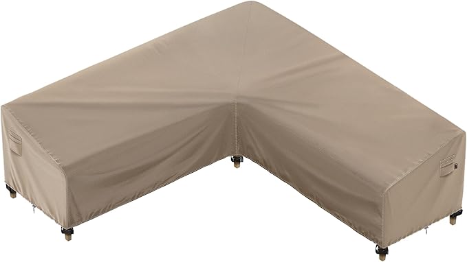 iBirdie Outdoor Sectional Cover fit 95 x 95 inch, 94 x 93, 93 x 92 L-Shaped Patio Sofa Waterproof Weatherproof 600D Heavy Duty Garden Furniture Cover for Outside L Shape Couch, Brown