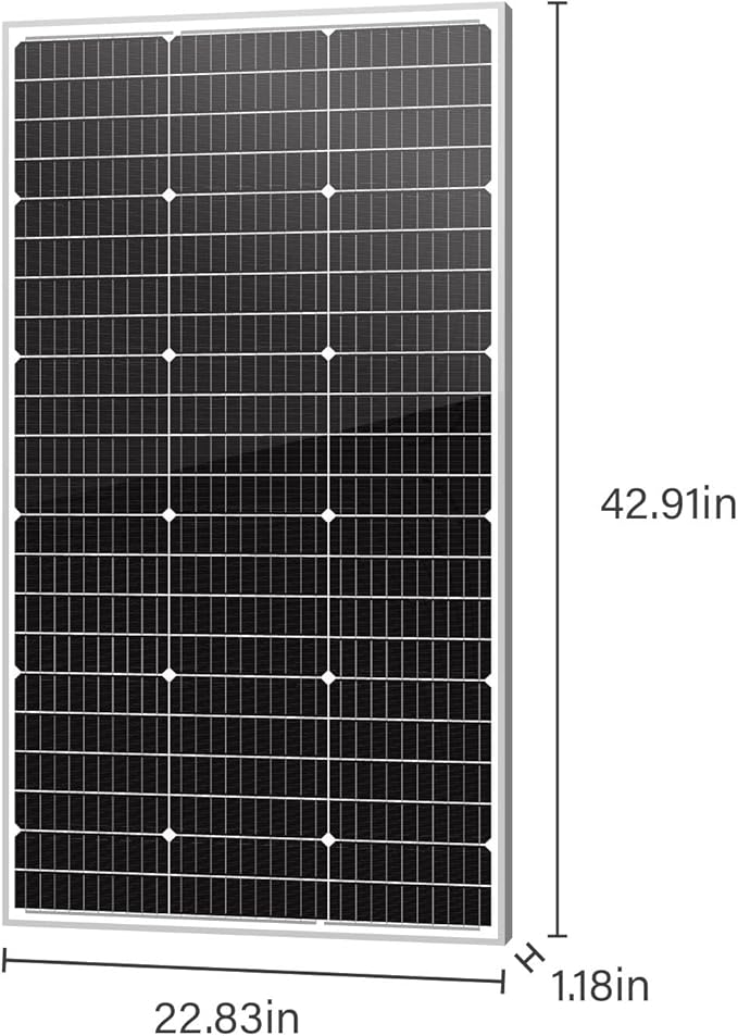 Newpowa 10BB 120W Solar Panel High-Efficiency Monocrystalline 24V PV Module Designed for 24V Off Grid System, Charge Your Battery of RV, Boat, Camper, Trailer, Gate Opener