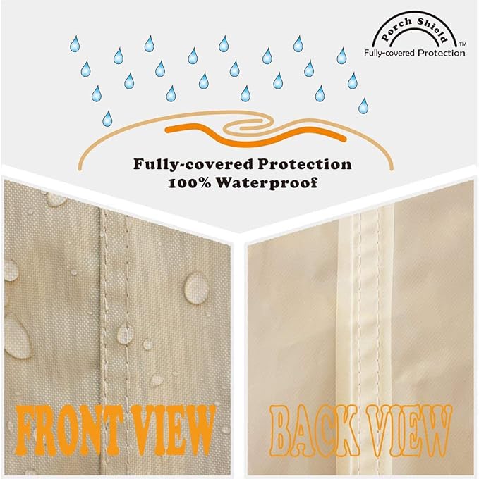 Porch Shield Waterproof Universal Generator Cover 35 x 26 x 28 inch, for Most Generators 5000-12000 Watt, Light Tan