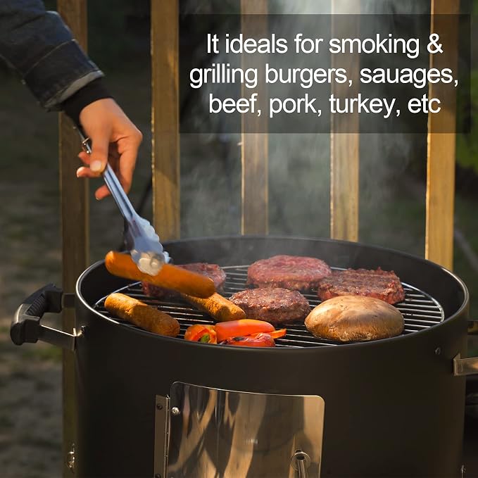 Charcoal BBQ Grill, Heavy Duty 3-in-1 Barbecue Smoker Grill for Garden Camping Outdoor Cooking and Grilling