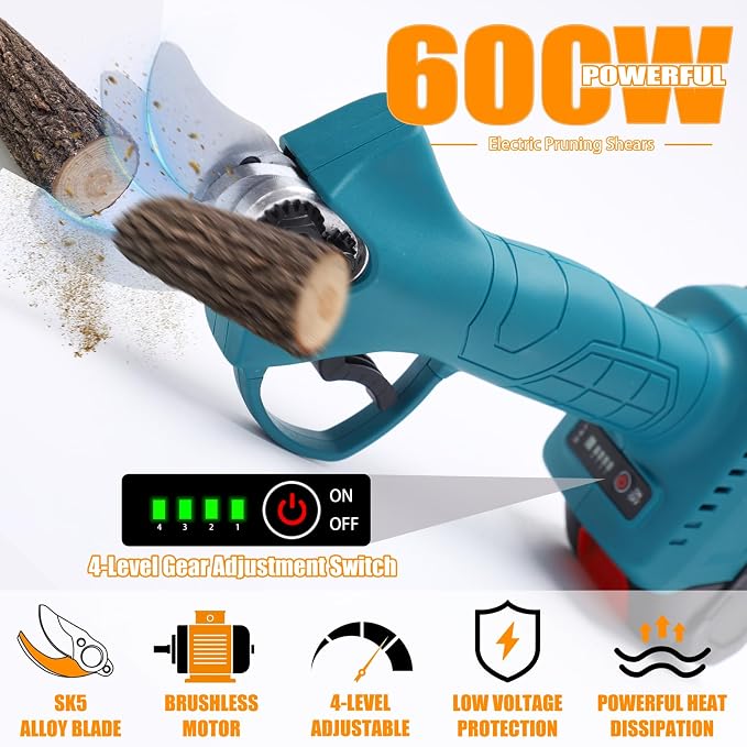 Electric Pruning Shears Cordless Pruner for Makita 18V/21V Battery, Adjustable Cutting Diameter 10-30MM (0.4-1.18IN), Power Pruning for Gardening and Branch Pruning (Pruner Only, No Battery)