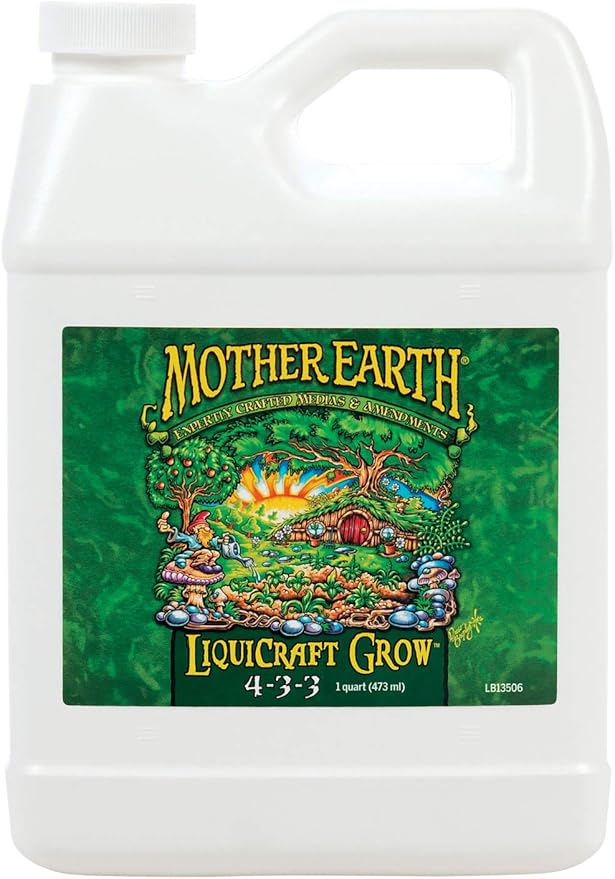 Mother Earth Products LiquiCraft Grow 4-3-3 and Mother Earth LiquiCraft Bloom 2-4-4 Liquid Fertilizer Bundle, 1 Quart Each,White