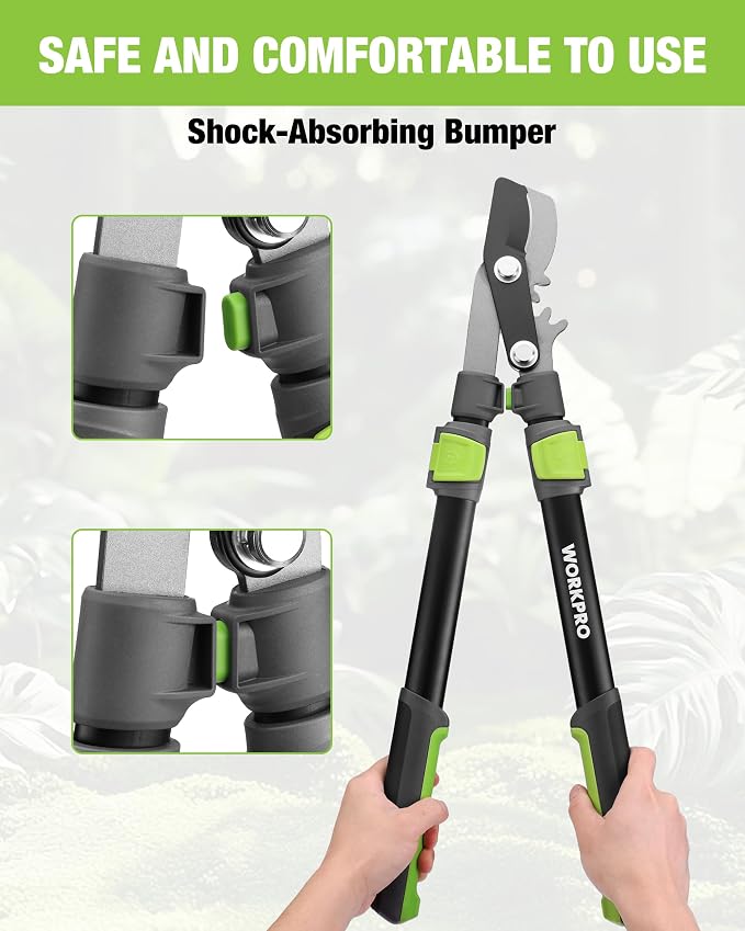 WORKPRO Extendable Bypass Lopper for Gardening, 25-37" Branch Cutter with 1.5" Cutting Capacity, Heavy Duty Pruning Shear Featuring Gear System for Tree Trimming, Tree Cutter Handheld with SK5 Blade