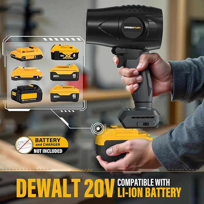 Cordless Leaf Blower Compatible with Dewalt 20V MAX Battery, 430 CFM 125 MPH Powerful Airflow - Lightweight Handheld Blower for Patio, Debris, Leaves & Snow Removal (Battery Not Included)