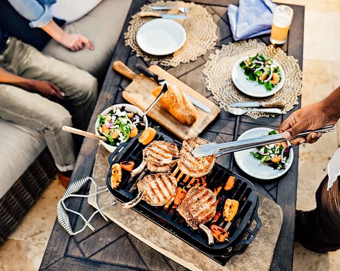 Lodge Sportsman’s Pro Cast Iron Grill - Portable Charcoal Grill with Removable Grate & Dual Air Vents - Heavy-Duty Outdoor Cooking - 9 Inches x 16.75 Inches