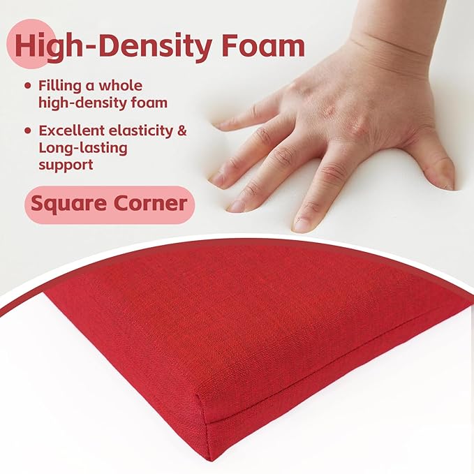 COZYVIDA Outdoor Chair Cushions Set of 4, 20"x20" Square Seat Pads with Tie Straps and YKK Zippers, 30D High-Density Foam, Water-Resistant Fabric,UV-Resistant 1000+ Hrs,Chili