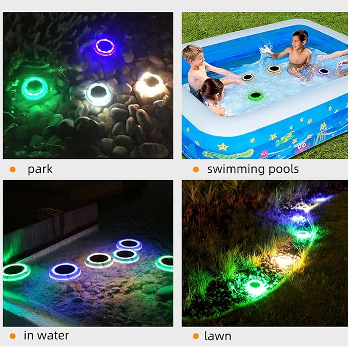 Floating Pool Lights Solar Swimming Pool Light with Steady Color Outdoor Decorations Light Waterproof LED Lights for Patio,Garden and Pool (Warm White, 4-Pack)