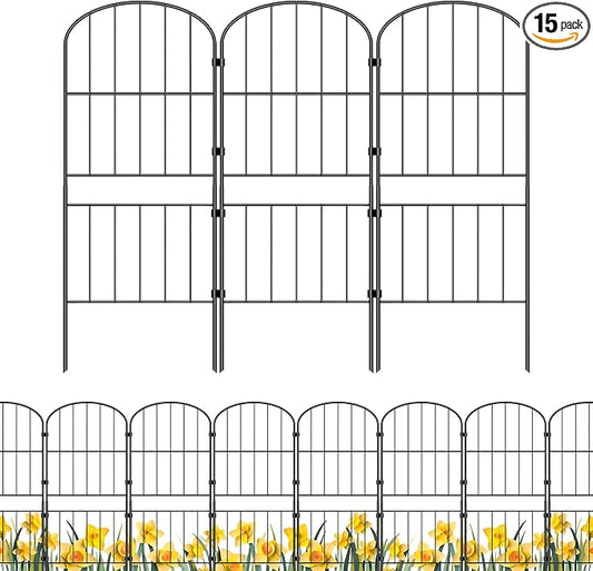 mapleway 31in(H) Garden Fence, 16ft(L) Dog Fence Outdoor for Yard, Decorative Garden Fencing Metal Panels Borders Stakes Animal Barrier for Yard Backyard, Arched