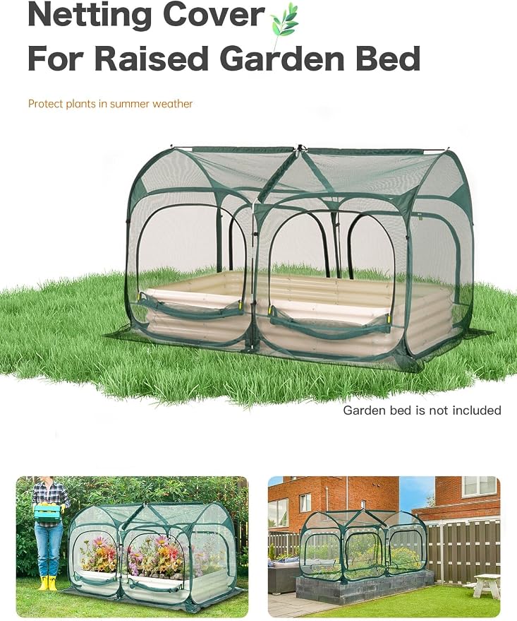 Poray Large 5.3x2.6FT Plant Netting Cover, Pop up Tunnel Crop Cage Gardening Net,Pest Guard Cover for Vegetables &Fruits,Durable Gardening Net for Plant and Animal