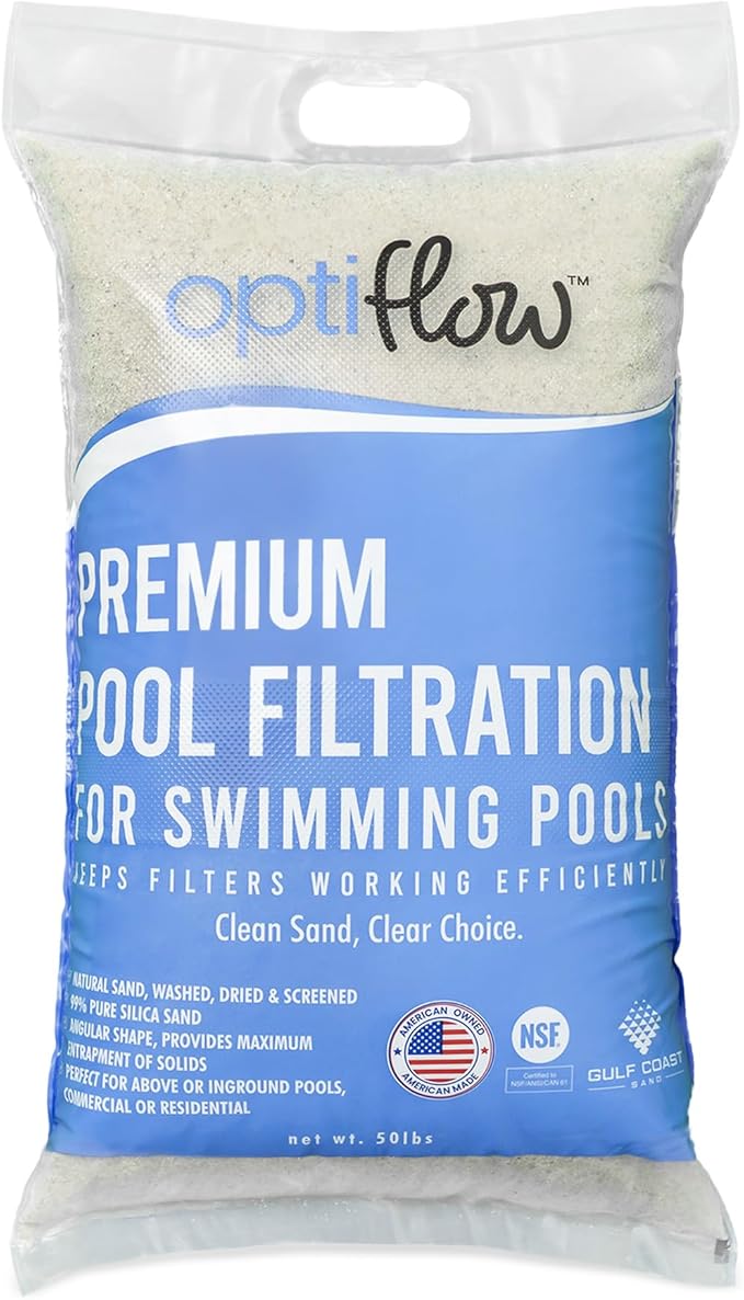 OptiFlow Pool Filter Sand, Premium Filtration with Pure Silica Formula, 50 Lbs - Swimming Pool System Accessories and Supplies for Cleaning and Maintenance