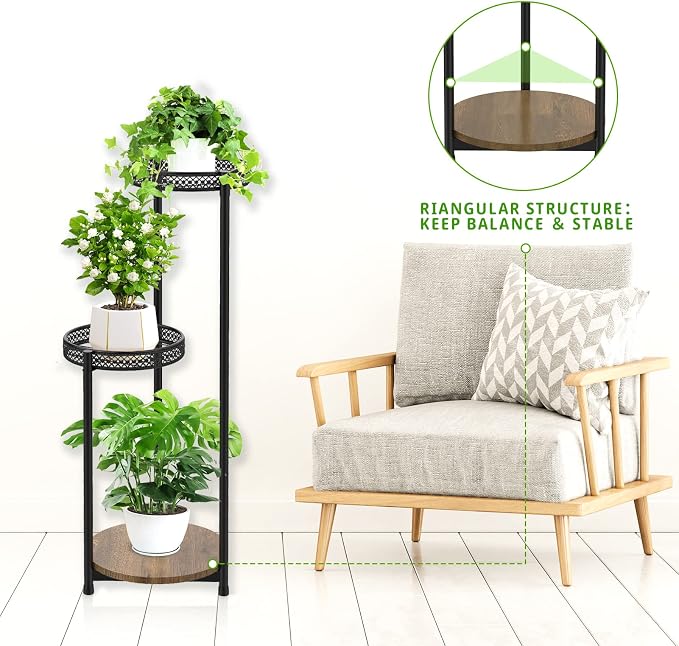 Oppro Plant Stand Indoor Outdoor Set of 2, Tierd Corner Plant Stands Holder, Iron Flower Shelf Display Rack for Window Balcony Garden Patio