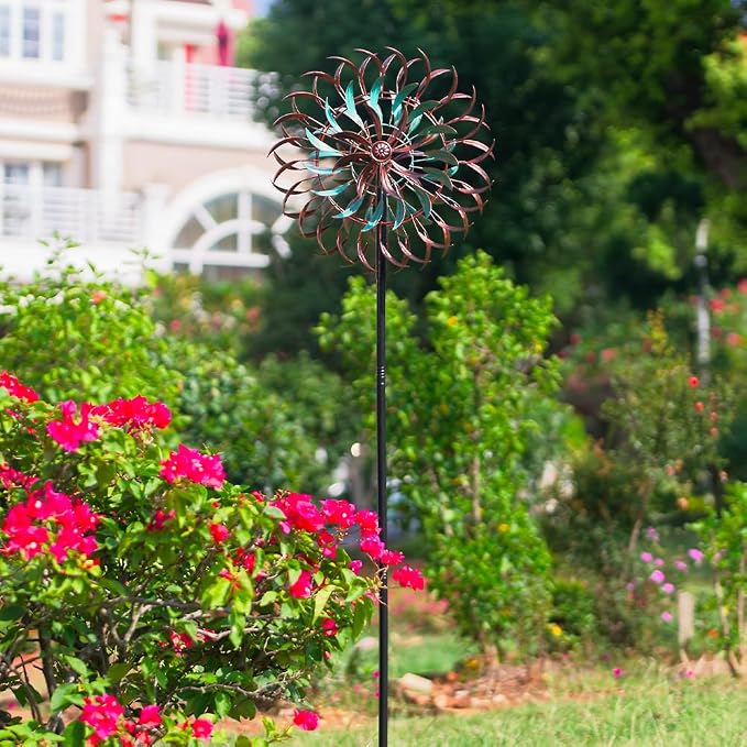 VEWOGARDEN 19" Dia Large Wind Spinner Outdoor with 6 Blades, Metal Kinetic Wind Sculptures & Spinners for Yard, Garden, Lawn Decorations