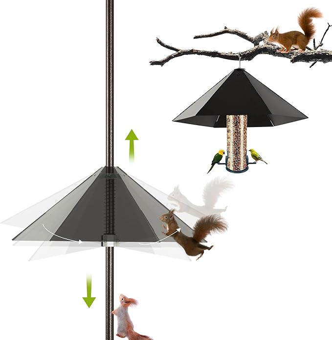 YINGYM Widened 19" Metal Squirrel Baffle for Bird Feeder Poles - Outside Baffle Guard, Weatherproof Outdoor Squirrel Proof Protector with Matte Black Finish (2 Pack)