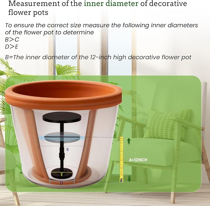 Adjustable Height Plant Risers for Pots Indoor & Outdoor 2 PCS , 12-21" Height, 6/8/10" Base - Iron Rise Plant Fillers Risers for Tall, Square, Round, Tapered Planters