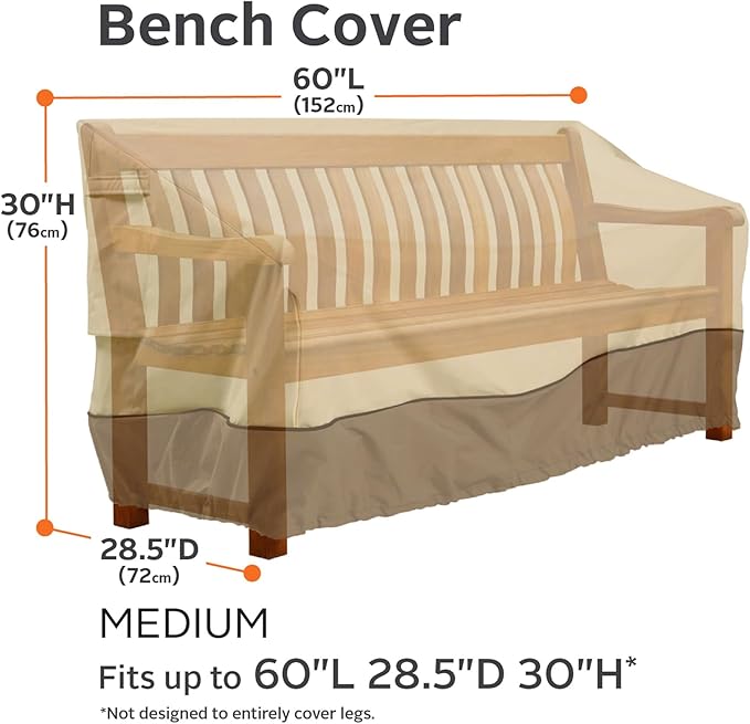 Classic Accessories Veranda Water-Resistant 60 Inch Patio Bench Cover, Patio Furniture Covers