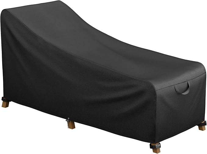 iBirdie Outdoor Lounge Chaise Chair Cover 70L x 28W x 34H inch Waterproof Patio Furniture Covers Lawn Pool Chair Cover 1 Pack Black