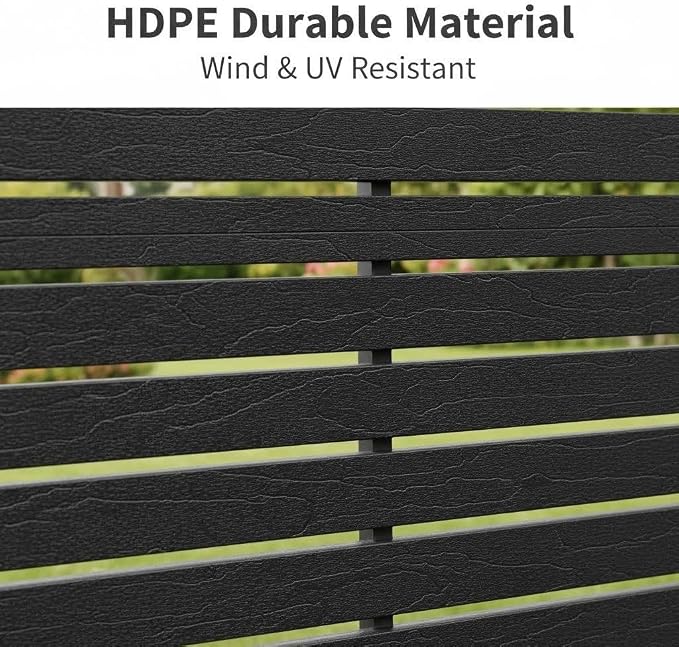 Outdoor Privacy Screen Decorative Privacy Panel with Stand, 60" Hx35 W Freestanding HDPE Privacy Fence with Louver Pattern 5 Panels, Divider Privacy Screens for Outside,Patio,Pool