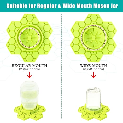 2 Pack Bee Feeder for Mason Jar, Silicone Bee Watering Station, Compatible with Regular and Wide Mouth, Bee Feeders for Hives, Beekeeping Supplies, Bee Waterer for Outside Garden(Yellow)