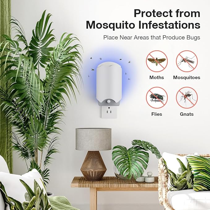 Forhimn Fly Trap Indoor, 1 Plug-in Fly Catchers with 3 Glue Card Refills, Fruit Fly & Gnat Trap for Home, Sticky Light Catcher for Flying Insects, Gnats & Moths, Clean & Quiet Indoor Plug-in Device