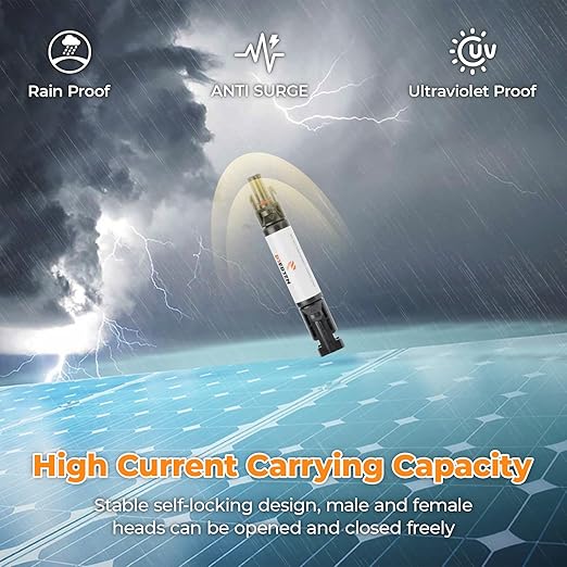 Solar Fuse Holder Inline 10Amp 1000V PV Fuses 10A Panel Fuse with Male and Female Connector for Panels Surge Protection Device 2 Pcs