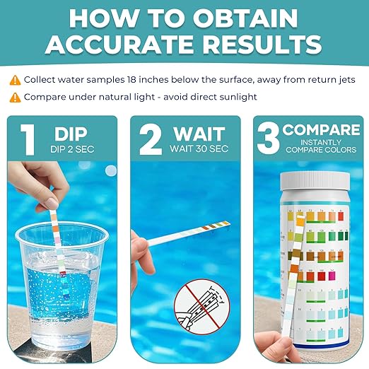 Pool Test Strips: 200CT 7-Way Professional Hot Tub & Spa Test Kit for Bromine pH Total Chlorine & Hardness Cyanuric Acid and More Accurate Testing Above Inground Swimming Pool Water (200)
