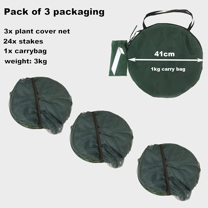 Pop up Gardening Net Cover,36x36x39 inch Pack of 2,Pest Guard Cover for Vegetables Fruits Durable Plant Gardening Net, Pop-Up Chicken Pen for Small Animals Outdoor Run and Pet Enclosure