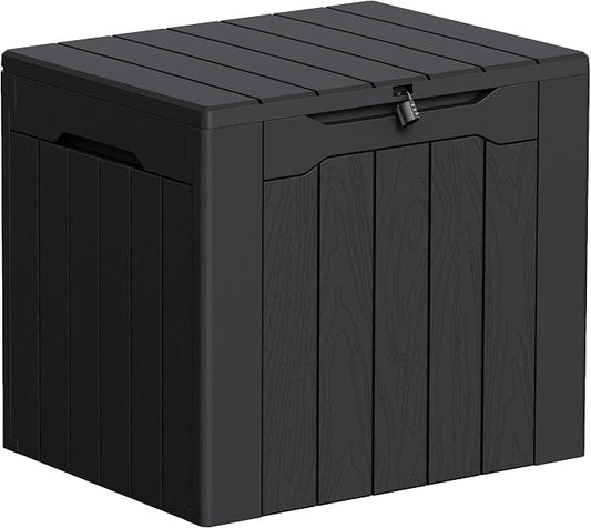 Greesum 33 Gallon Resin Deck Box All Weather Outdoor Storage Boxes for Patio Furniture Set,Outdoor Toys,Garden Tools,Black