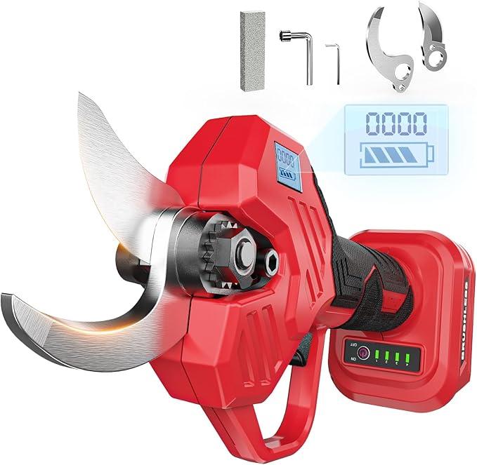 Cerycose Cordless Electric Pruning Shears Compatible with Milwaukee 18V Battery, 0.8-2-Inch Cordless Portable Pole Pruner with LCD Display & Imported SK7 Steel Blades for Gardening Shears(Tool Only)